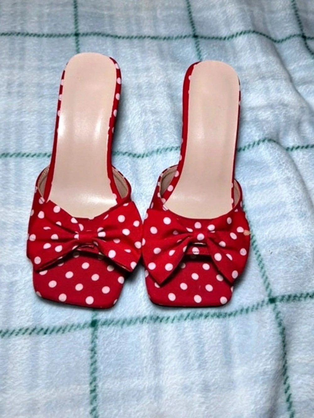 Polka Dot Bow Heels in Red & White EU 37